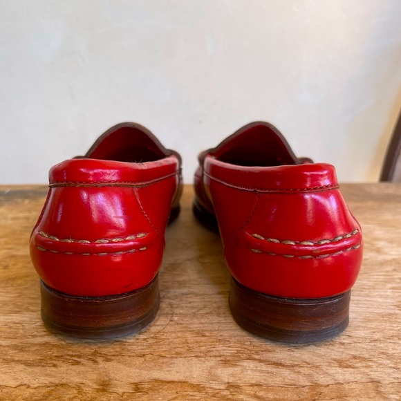 RALPH LAUREN Vtg 80’s Red Leather Loafers Sz 6B Mint RARE Handmade in Maine USA! - Picture 6 of 12